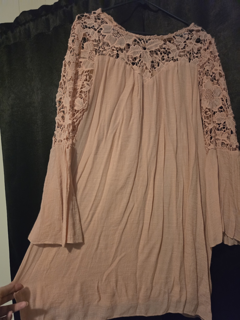 Blush Crochet Yoke Boho Dress - Women
